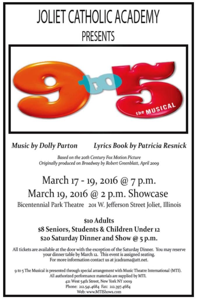 2016 9 to 5 The Musical - flyer - 3-17 to 3-19