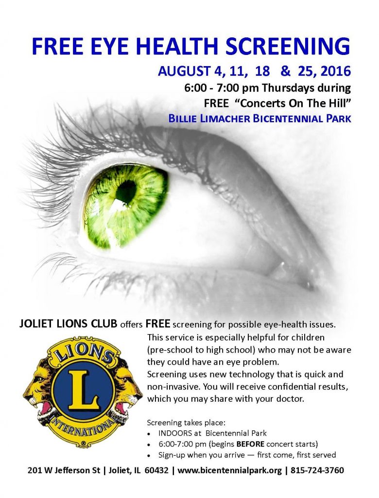 2016 Lions offer FREE eye screening at Bicentennial Park summer concerts